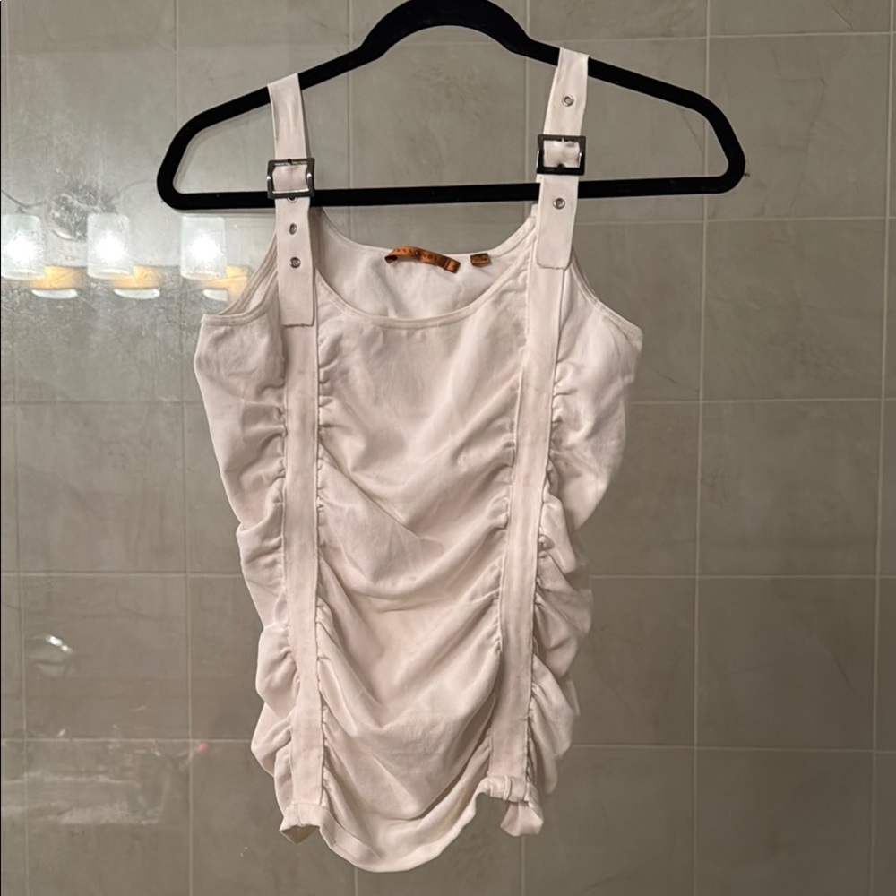 SUMMER FUN! Elegant White Ruched Women's Top